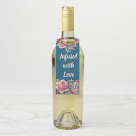 Etiquetas de Favor Floral Vintage Rosa e Azul Mari