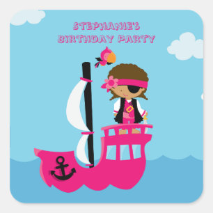 Etiquetas de festa de aniversário pirata de uma me