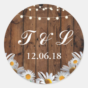 Etiquetas de Flor Leve Rustic Wood Daisy