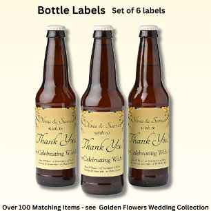 Etiquetas De Frasco De Cerveja, Flor Amarelo-Ouro