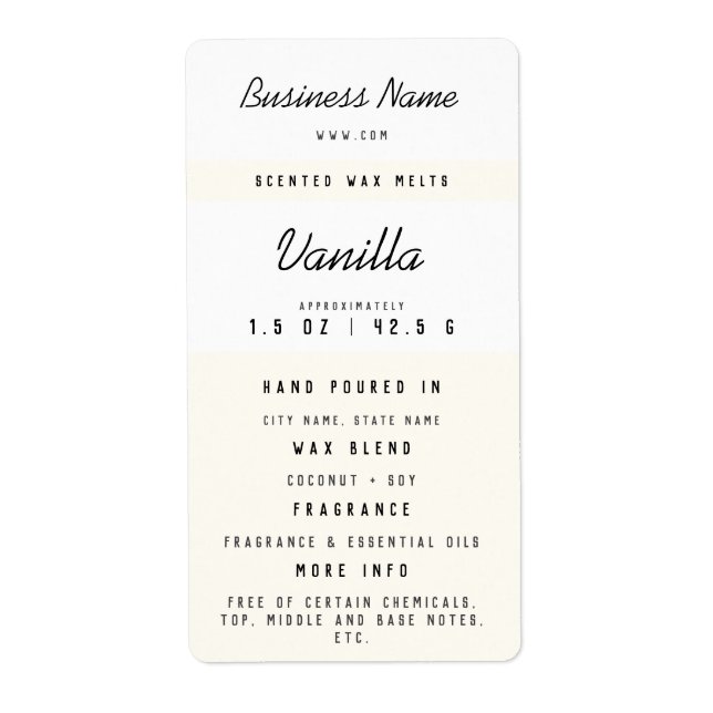 Etiquetas de Fusão de Cera Personalizadas (Frente)