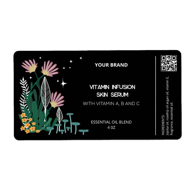 Etiquetas de Garrafa Botânica Preta (Frente)