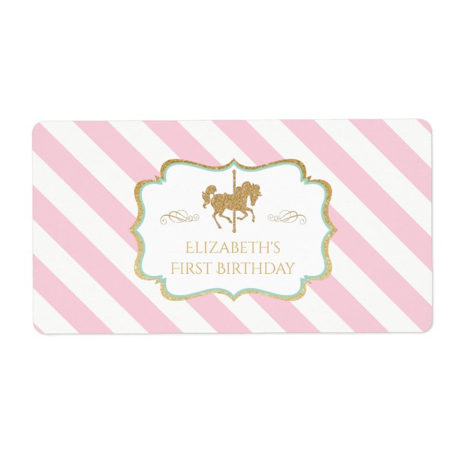 Etiquetas De Garrafa De Água Carrossel (Frente)