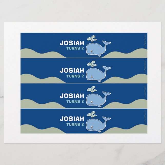 Etiquetas de Garrafa de Baleia Azul (Frente)