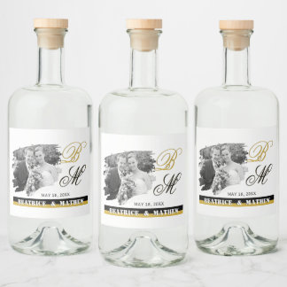Etiquetas de Garrafas de Foto de Casamento Elegant