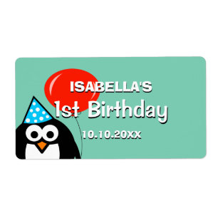 Etiquetas de garrafas de primeiro aniversario