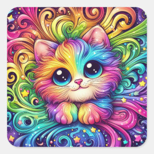 Etiquetas de gatinho do arco-íris
