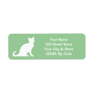 Etiquetas de gato verde com endereço de devolução