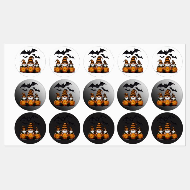 Etiquetas de Gnome de Halloween (Folha)