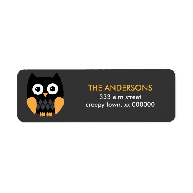 Etiquetas de Halloween Black Halloween Owl (Frente)