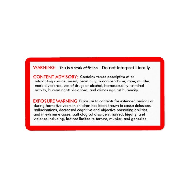 Etiquetas de isenção de bíblia (Frente)