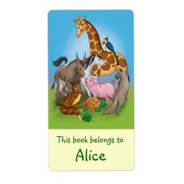 Etiquetas de Livro com animais bonitos