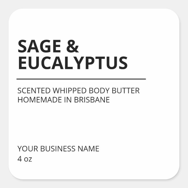 Etiquetas de Manteiga Branca Moderna (Frente)