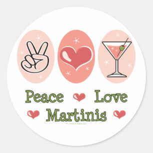 Etiquetas de Martini do amor da paz