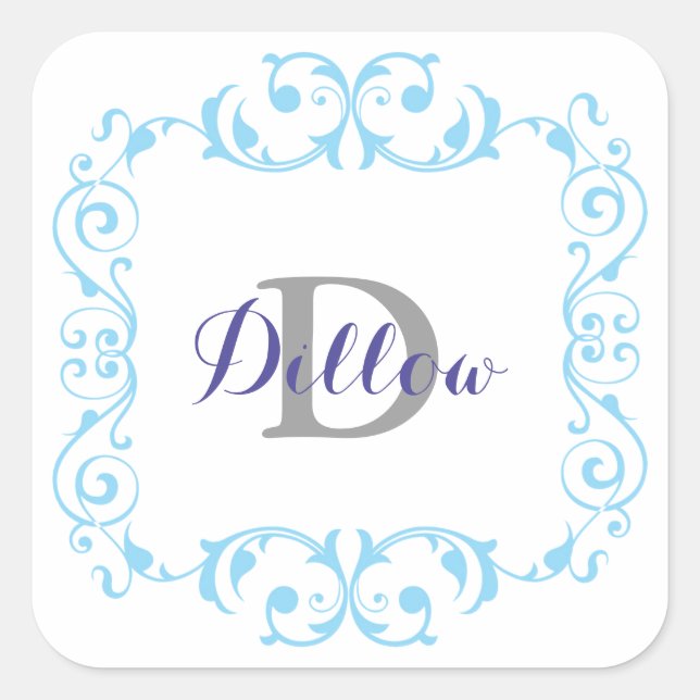 Etiquetas de Monograma Azul (Frente)