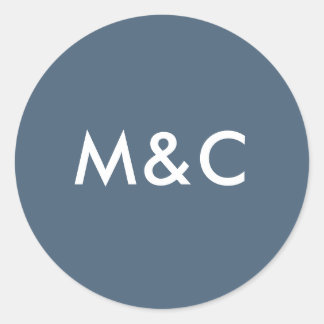 Etiquetas de monograma azul escuro