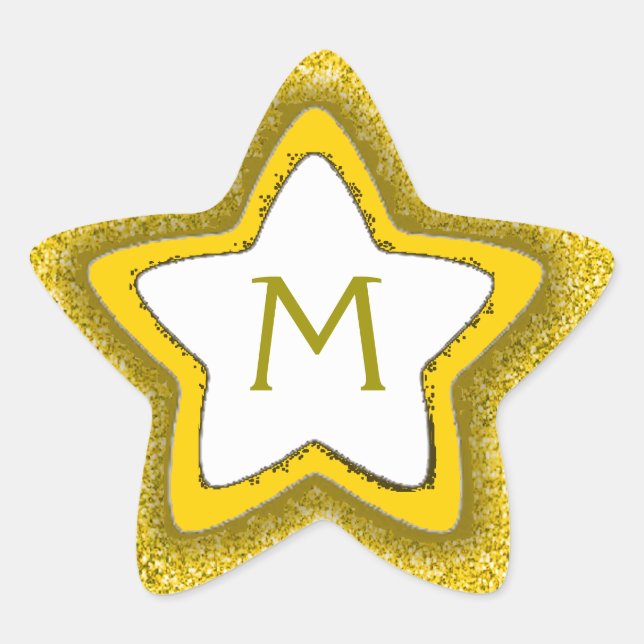 Etiquetas de monograma personalizáveis com estrela (Frente)