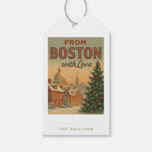 Etiquetas de Natal Antigas de Boston Com Amor