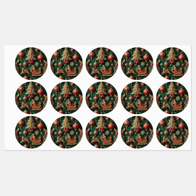 Etiquetas de Natal Barrocas Elegantes (Folha)