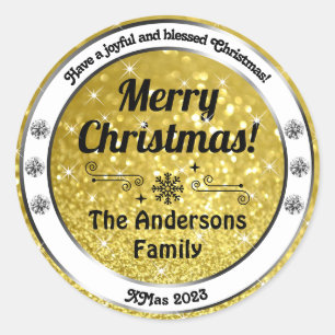 Etiquetas de Natal com brilho Dourado luminoso