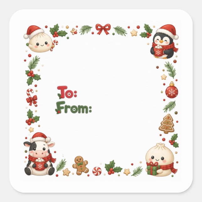 Etiquetas de Natal Kawaii (Frente)