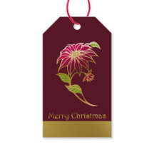 Etiquetas de Natal para Poinsettia Burgundy
