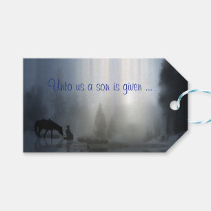 Etiquetas de Natal Religiosas para Cowboy e Cavalo