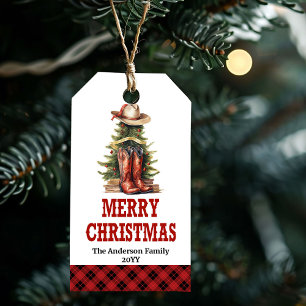 Etiquetas de Natal Western Cowboy com nome persona
