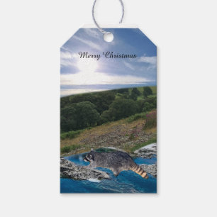 Etiquetas de Natal Wild Raccoon