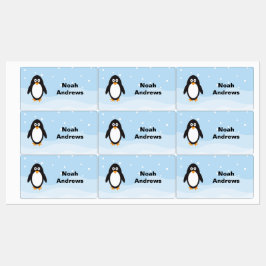 Etiquetas de Nome à prova d'água do pinguim para a