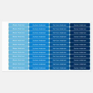 Etiquetas de nome azul para meninos à prova d'água