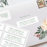 etiquetas de nome e endereço individuais verdes de<br><div class="desc">__________________________ ***este design faz parte de uma coleção de feriados de natal*** Entra num mundo de charme de férias de eterno com a minha coleção "Flora Festiva: Esplendor de Natal Poinsettia Delight". 🌸 Embarque a magia da estação com uma mistura cativante de flores, folhas verdes de pínus, amoras vermelhas, e...</div>
