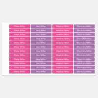 Etiquetas de nome rosa roxo para acampamento escol