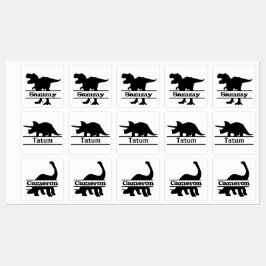 Etiquetas de Nomes Personalizados Silhueta de Dino