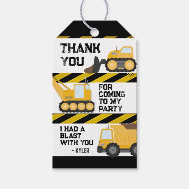 Etiquetas de Obrigado Construção Cautelosa Festa (Frente)