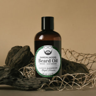 Etiquetas de óleo de barba verde Xadrez de madeir