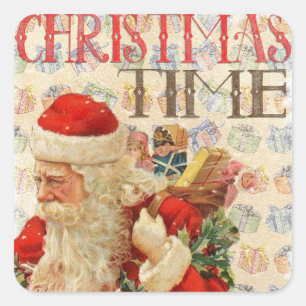 Etiquetas de Papai Noel do natal vintage