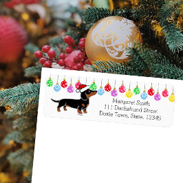 Etiquetas de Papai Noel para Dachshund Preto e Cas