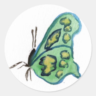 Etiquetas de Pintura de Borboleta Verde