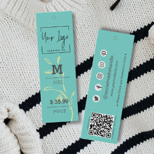 Etiquetas de Preço de Moda QR de Folha Verde de na