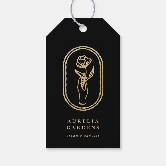 Etiquetas de Preço do Logotipo Floral do Ouro Boêm (Frente)