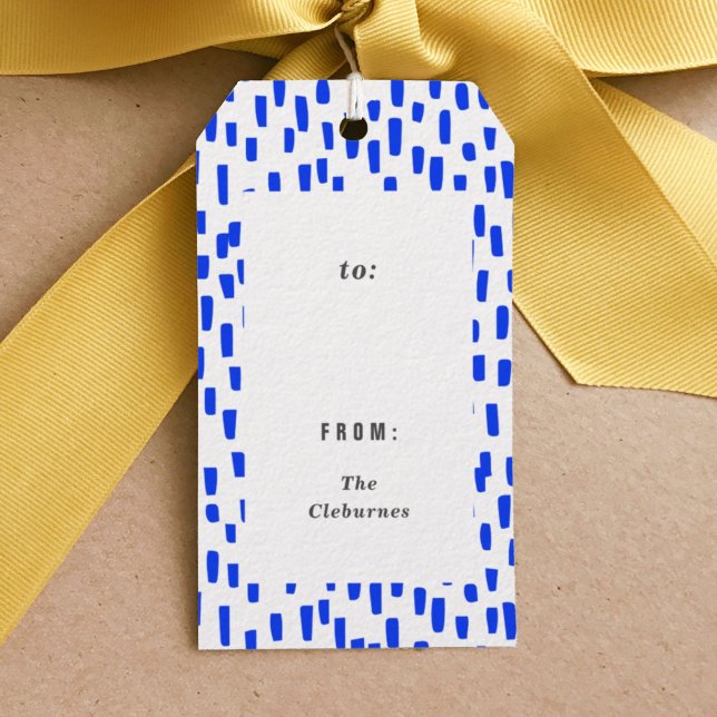 Etiquetas de Presente Azul Brilhante (Dashing bright blue hand-drawn gift tag.)