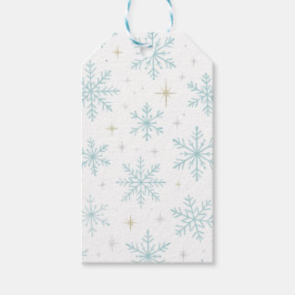 Etiquetas de Presente com Flocos de Neve Azul e Br