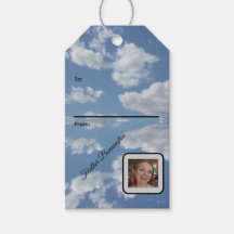 Etiquetas de Presente com Nuvens e Nome e Foto Per