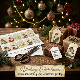 Etiquetas de presente cortadas de Natal vintage