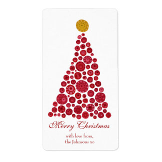 Etiquetas de Presente da Árvore de Natal Vermelha