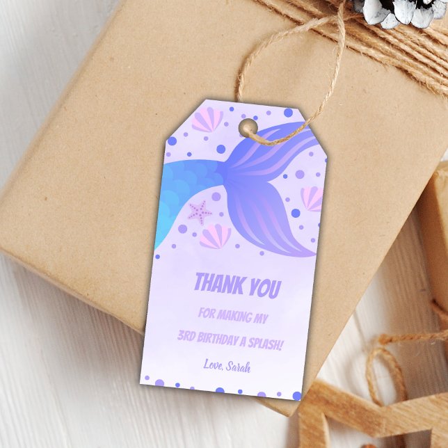 Etiquetas de presente da Mermaid Roxo (Purple Mermaid Tail gift tags)