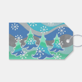 Etiquetas de presente das árvores de inverno