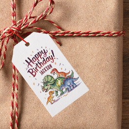 Etiquetas de Presente de Aniversário de Dinossauro