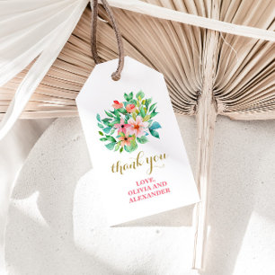 Etiquetas de presente de casamento na praia floral